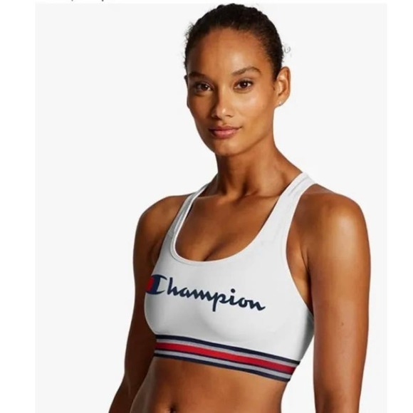Champion Double Dry Racerback Sports Bra - White - Women's Size Large* wom213 - Picture 2 of 5